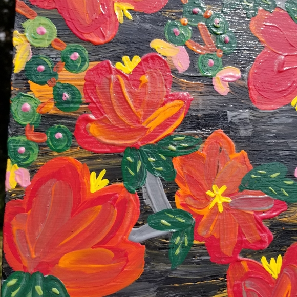 🆕️Red Pretty Flowers Original Acrylic Painting - Picture 3 of 7
